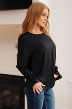 Load image into Gallery viewer, One Eleven North Peaceful Moments Smocked Sleeve Blouse in Black