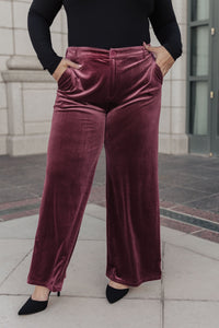 BiBi High Society Velvet Wide Leg Trousers