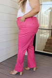 Judy Blue Tanya Control Top Faux Leather Pants in Hot Pink