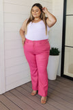 Judy Blue Tanya Control Top Faux Leather Pants in Hot Pink