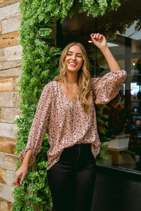 JODIFL Vivian Satin Blouse in Rose Gold