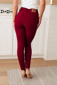 JUDY BLUE Wanda High Rise Control Top Skinny Jeans Scarlet