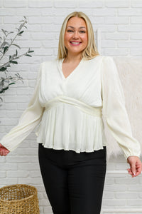 143 Story  Long Sleeve V Neck Blouse in White