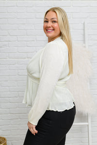 143 Story  Long Sleeve V Neck Blouse in White