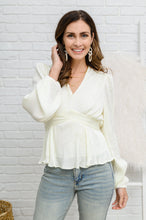 Load image into Gallery viewer, 143 Story  Long Sleeve V Neck Blouse in White