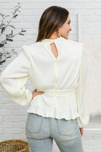 143 Story  Long Sleeve V Neck Blouse in White