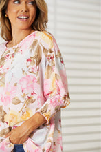 Load image into Gallery viewer, Double Take Floral Round Neck Three-Quarter Sleeve Top