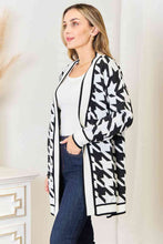 Load image into Gallery viewer, Woven Right Houndstooth Open Front Longline Cardigan