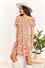 Load image into Gallery viewer, Double Take Smocked Sweetheart Neck Flounce Sleeve Mini Dress