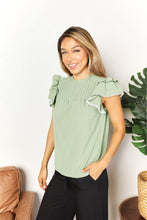 Load image into Gallery viewer, Double Take Pleated Detail Flutter Sleeve Blouse