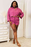 Basic Bae Buttoned Long Sleeve Top and Shorts Set