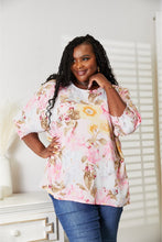 Load image into Gallery viewer, Double Take Floral Round Neck Three-Quarter Sleeve Top