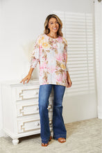 Load image into Gallery viewer, Double Take Floral Round Neck Three-Quarter Sleeve Top