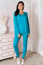 Load image into Gallery viewer, Basic Bae Full Size V-Neck Soft Rayon Long Sleeve Top and Pants Lounge Set