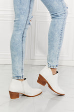 Load image into Gallery viewer, MMShoes Trust Yourself Embroidered Crossover Cowboy Bootie in White