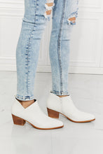 Load image into Gallery viewer, MMShoes Trust Yourself Embroidered Crossover Cowboy Bootie in White