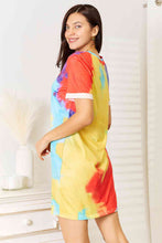 Load image into Gallery viewer, Double Take Tie-Dye V-Neck Twisted Dress