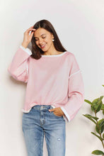 Load image into Gallery viewer, Double Take Contrast Detail Dropped Shoulder Knit Top