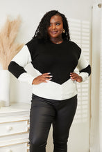 Load image into Gallery viewer, Double Take Two-Tone Openwork Rib-Knit Sweater