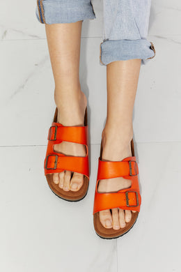 MMShoes Feeling Alive Double Banded Slide Sandals in Orange