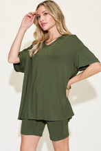 Load image into Gallery viewer, Basic Bae Full Size V-Neck Drop Shoulder Short Sleeve T-Shirt and Shorts Set