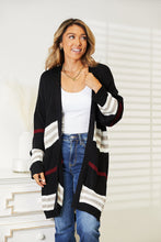 Load image into Gallery viewer, Double Take Striped Rib-Knit Drop Shoulder Open Front Cardigan