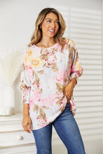 Load image into Gallery viewer, Double Take Floral Round Neck Three-Quarter Sleeve Top