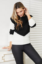 Load image into Gallery viewer, Double Take Two-Tone Openwork Rib-Knit Sweater